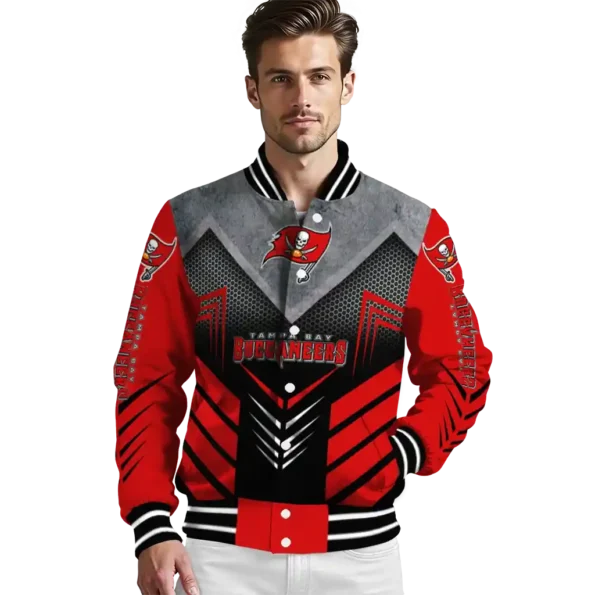 tampa bay buccaneers arrow layer red black varsity jacket high quality