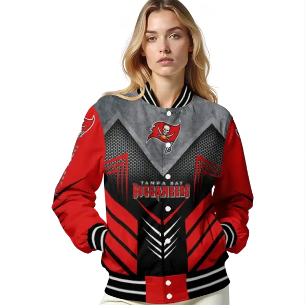 tampa bay buccaneers arrow layer red black varsity jacket latest model