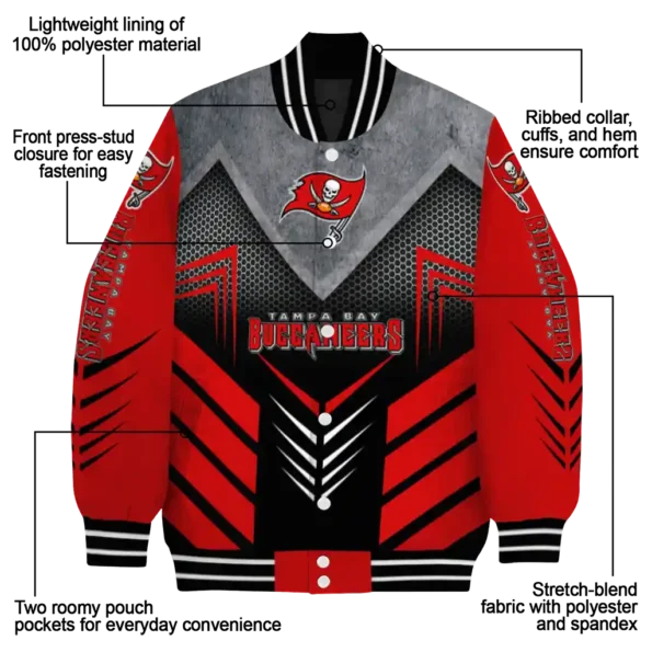 tampa bay buccaneers arrow layer red black varsity jacket new arrival
