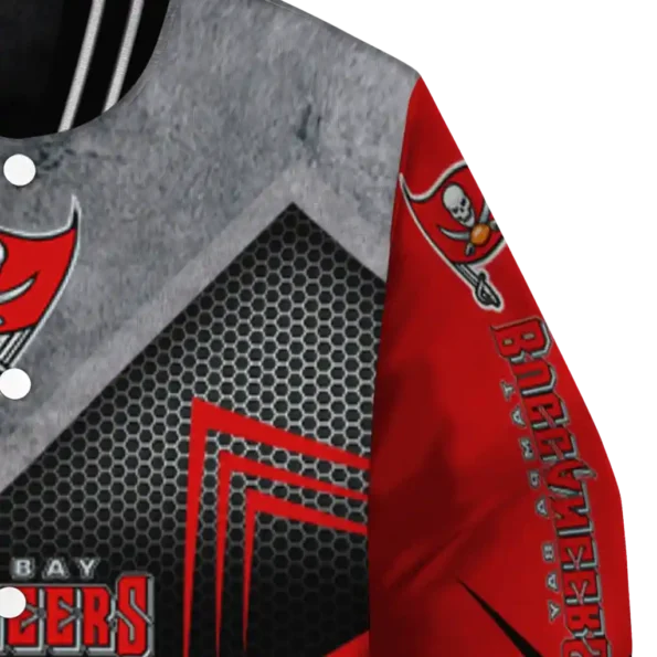 tampa bay buccaneers arrow layer red black varsity jacket premium grade