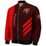 tampa bay buccaneers triple side stripes red black bomber jacket best selling