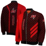 tampa bay buccaneers triple side stripes red black bomber jacket best selling