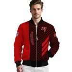 tampa bay buccaneers triple side stripes red black bomber jacket best selling