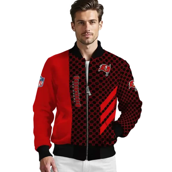 tampa bay buccaneers triple side stripes red black bomber jacket high quality