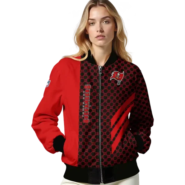 tampa bay buccaneers triple side stripes red black bomber jacket latest model
