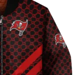 tampa bay buccaneers triple side stripes red black bomber jacket best selling
