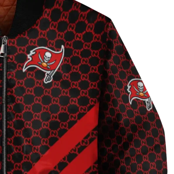 tampa bay buccaneers triple side stripes red black bomber jacket premium grade