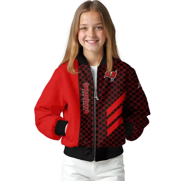 tampa bay buccaneers triple side stripes red black bomber jacket top rated