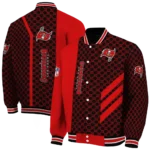 tampa bay buccaneers triple side stripes red black varsity jacket best selling