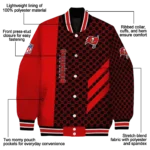 tampa bay buccaneers triple side stripes red black varsity jacket best selling