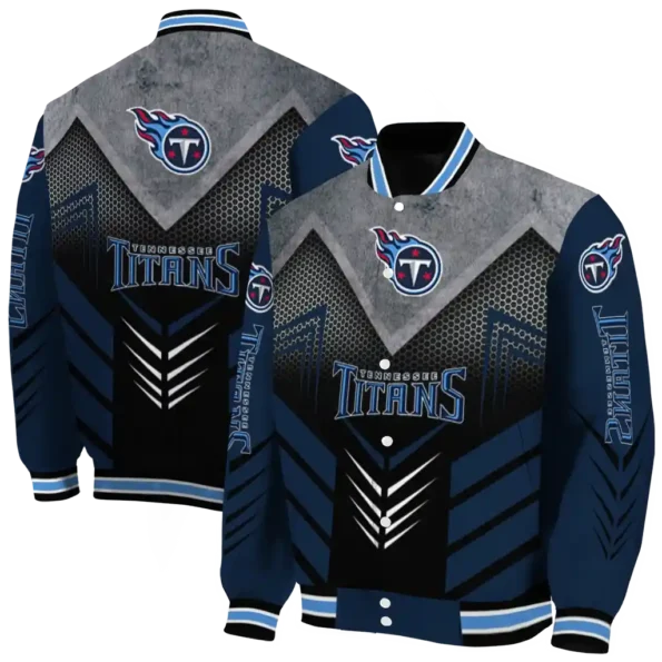 tennessee titans arrow layer navy black varsity jacket fashion forward