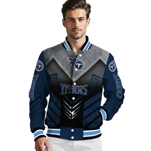 tennessee titans arrow layer navy black varsity jacket high quality