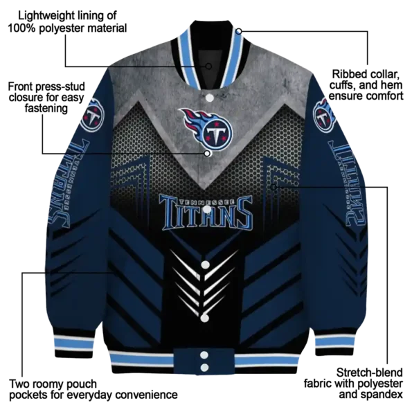 tennessee titans arrow layer navy black varsity jacket new arrival