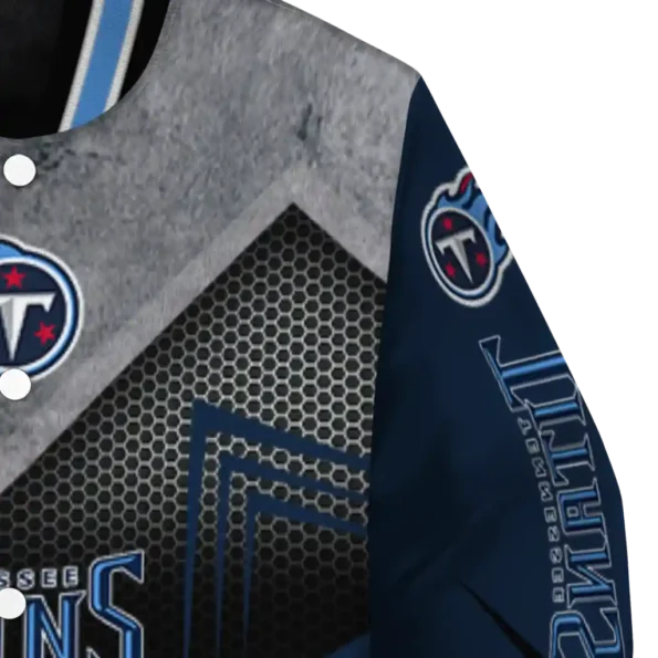 tennessee titans arrow layer navy black varsity jacket premium grade