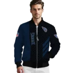 tennessee titans triple side stripes navy black bomber jacket best selling
