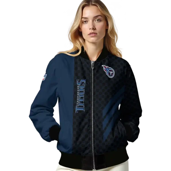 tennessee titans triple side stripes navy black bomber jacket latest model