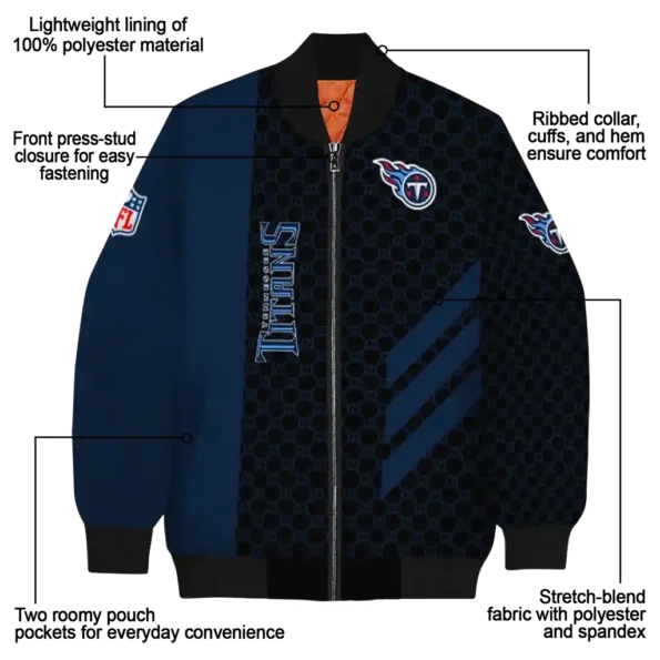 tennessee titans triple side stripes navy black bomber jacket new arrival