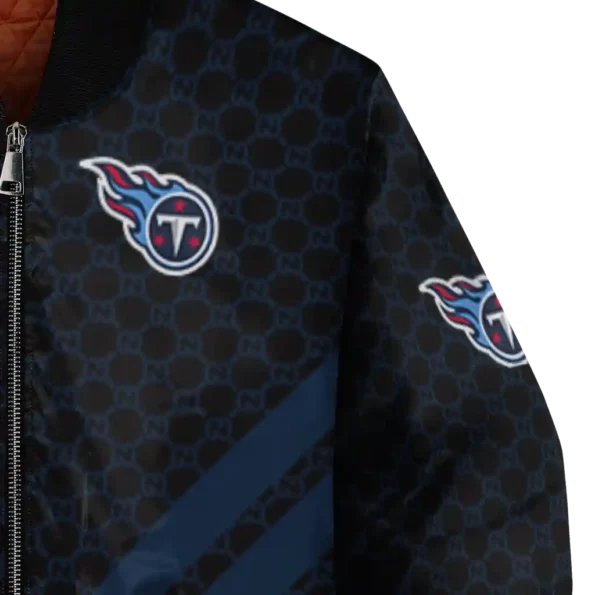 tennessee titans triple side stripes navy black bomber jacket premium grade