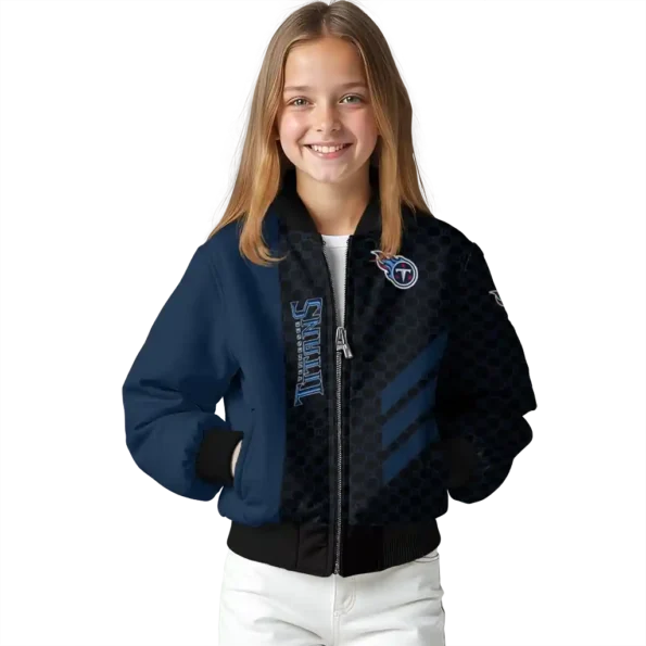 tennessee titans triple side stripes navy black bomber jacket top rated