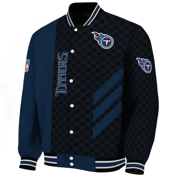 tennessee titans triple side stripes navy black varsity jacket best selling