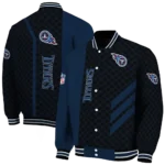 tennessee titans triple side stripes navy black varsity jacket best selling