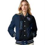 tennessee titans triple side stripes navy black varsity jacket best selling