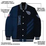 tennessee titans triple side stripes navy black varsity jacket best selling