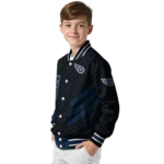 tennessee titans triple side stripes navy black varsity jacket best selling