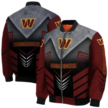 washington commanders arrow layer burgundy black bomber jacket fashion forward