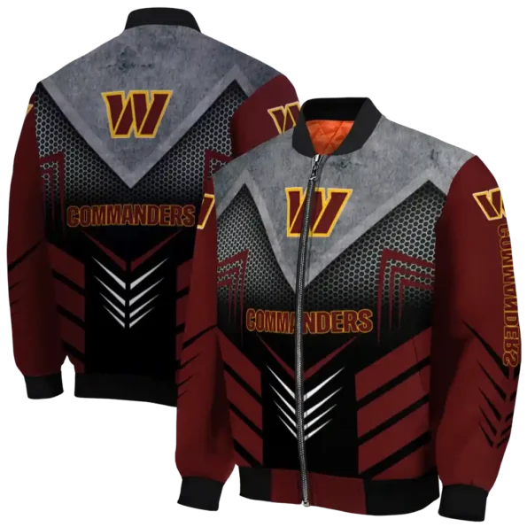 washington commanders arrow layer burgundy black bomber jacket fashion forward