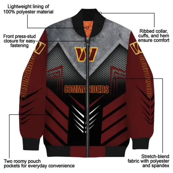 washington commanders arrow layer burgundy black bomber jacket new arrival