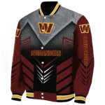 washington commanders arrow layer burgundy black varsity jacket best selling