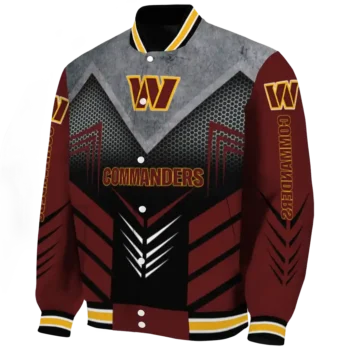 washington commanders arrow layer burgundy black varsity jacket best selling