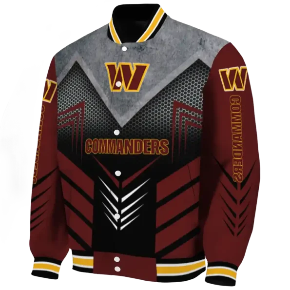 washington commanders arrow layer burgundy black varsity jacket best selling