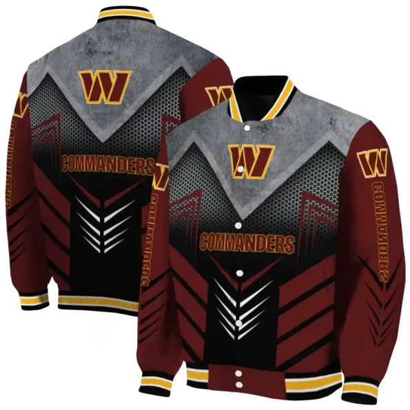washington commanders arrow layer burgundy black varsity jacket fashion forward