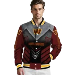 washington commanders arrow layer burgundy black varsity jacket best selling