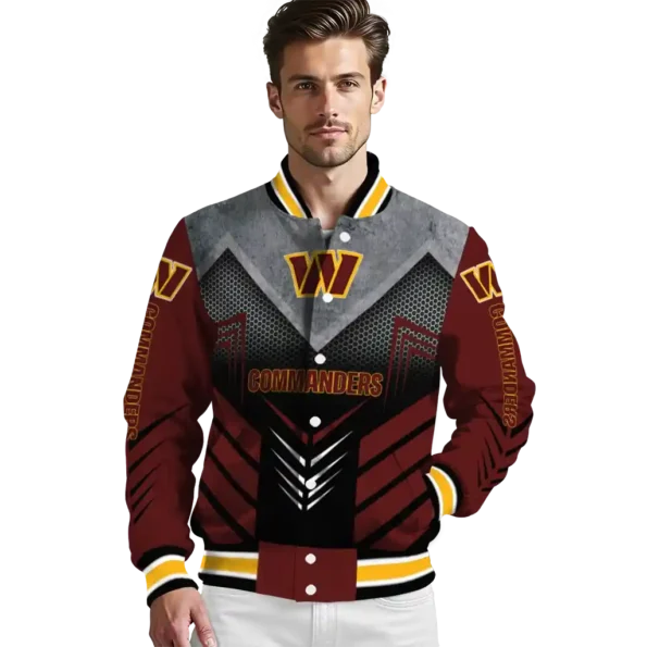 washington commanders arrow layer burgundy black varsity jacket high quality