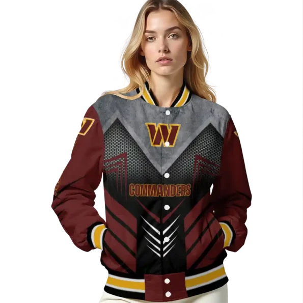 washington commanders arrow layer burgundy black varsity jacket latest model