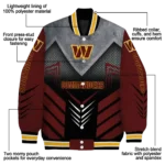 washington commanders arrow layer burgundy black varsity jacket best selling