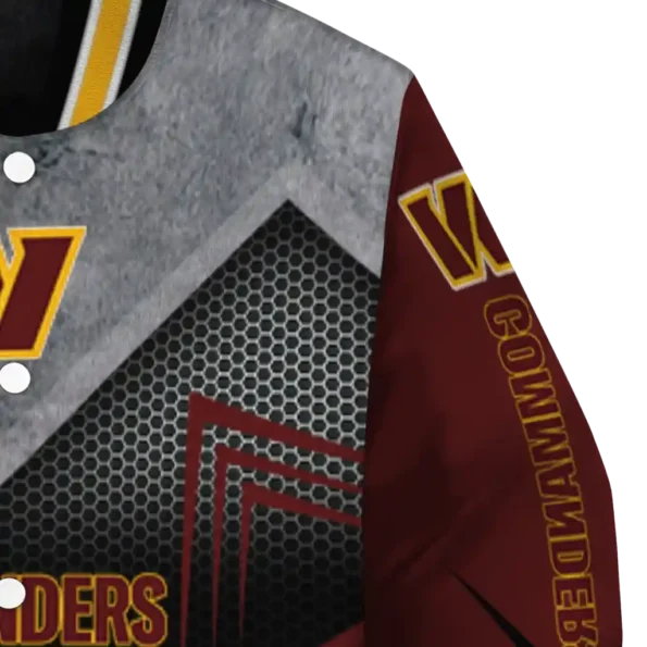 washington commanders arrow layer burgundy black varsity jacket premium grade