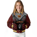 washington commanders arrow layer burgundy black varsity jacket best selling