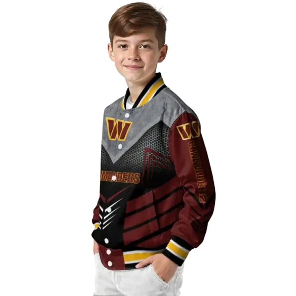 washington commanders arrow layer burgundy black varsity jacket trendy