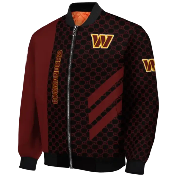 washington commanders triple side stripes burgundy black bomber jacket best selling