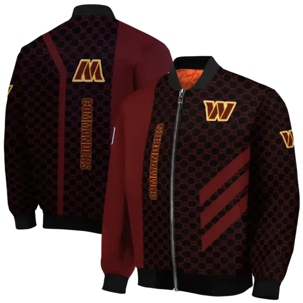 washington commanders triple side stripes burgundy black bomber jacket fashion forward