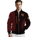 washington commanders triple side stripes burgundy black bomber jacket best selling