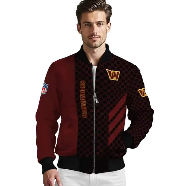washington commanders triple side stripes burgundy black bomber jacket high quality