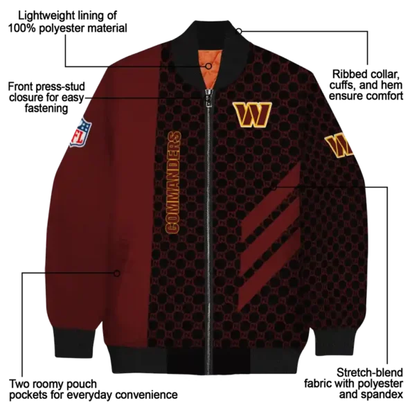 washington commanders triple side stripes burgundy black bomber jacket new arrival