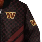 washington commanders triple side stripes burgundy black bomber jacket best selling