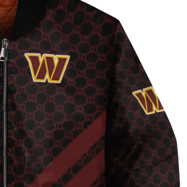washington commanders triple side stripes burgundy black bomber jacket premium grade