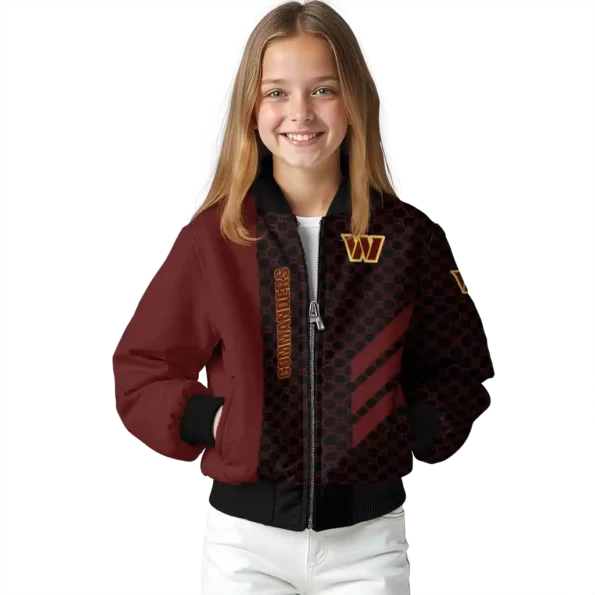 washington commanders triple side stripes burgundy black bomber jacket top rated